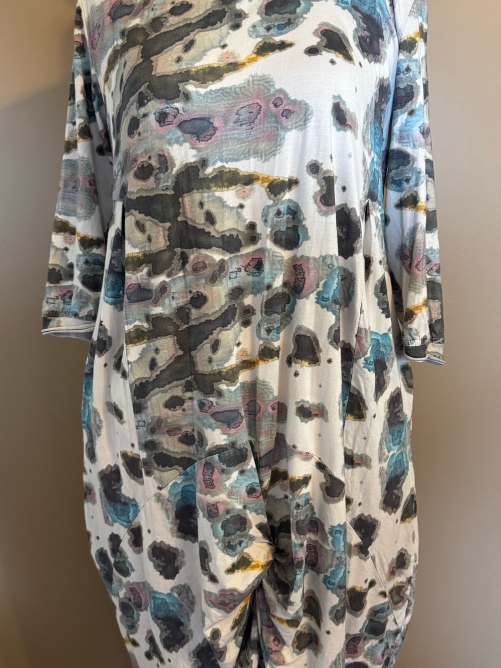 Abstract Watercolor Twist-Hem Midi Dress by Snapdragon & Twig Medium